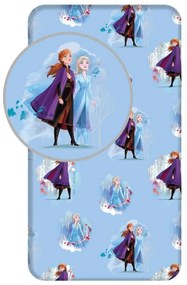 Disney Regatul de gheață Blue Leaves cearșaf cu elastic 90*200 cm