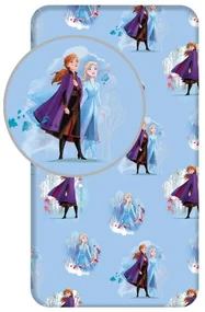 Disney Regatul de gheață Blue Leaves cearșaf cu elastic 90*200 cm