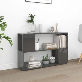809178 vidaXL Bibliotecă, gri extralucios, 100x24x63 cm, PAL