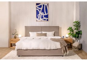 Pat dublu tapițat taupe cu spațiu de depozitare cu saltea / grătar 180x200 cm Myra Bold - Bonami Selection