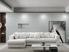 Colțar extensibil dumonde cu ladă de depozitare si sezut confortabil din spuma high-density, Gloria Euphoria Ivory 320x183 cm