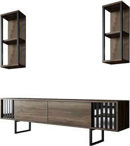 Mobilier living CHROME LINE, nuc/negru, PAL melaminat/metal, 3 piese