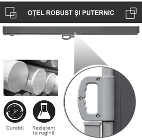 Outsunny Paravan Lateral Retractabil cu Mâner și Anti UV, 300x180 cm, Gri | Aosom Romania