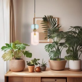 Lustră pe cablu MOLLY 1xE14/40W/230V d. 12 cm auriu/roz/albastru