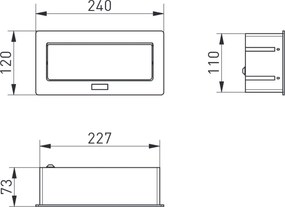 Priză încorporabilă în blat Soft GTV, din oțel, 2 prize Schuko, 2 x USB A, aluminiu, 240 x 120 mm Oțel, Aluminiu, L:240 mm; l:120 mm; H:73 mm