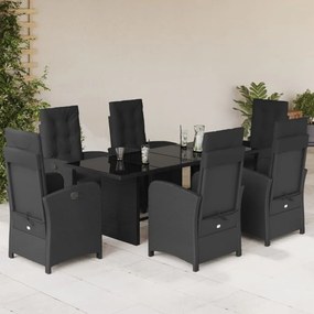 3212488 vidaXL Set mobilier de grădină cu perne, 7 piese, negru, poliratan