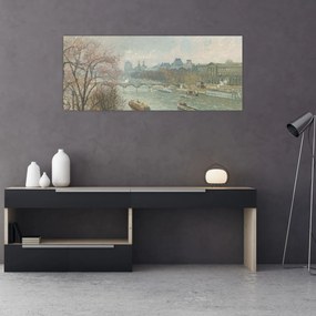 Tablou - Camille Pissarro, The Louvre, Afternoon, Rainy Weather, reproducere (120x50 cm)