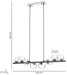 ONLI - Lustră suspendată cu cablu KIMBERLY 8xG9/6W/230V crom lucios