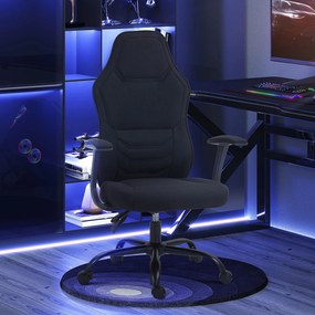 HOMCOM Scaun de Gaming Rabatabil cu Suport Lombar, Scaun de Gaming cu Înălțime Reglabilă, 65x59x113 cm, Negru | Aosom Romania