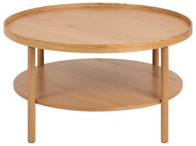 Măsuță de cafea în culoare naturală rotundă cu aspect de lemn de stejar ø 80 cm Banbury – Actona
