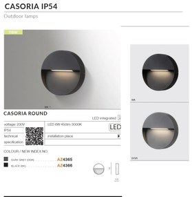 Aplica LED de exterior ambientala IP54 CASORIA ROUND gri
