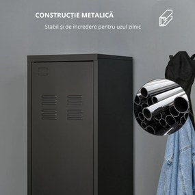 HOMCOM Dulapior Metalic Stil Industrial cu Ușă, Spațiu de Stocare pentru Hol/Dormitor, Negru | Aosom Romania