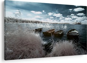 Tablou - Bărci de lemn pe lac (90x60 cm)