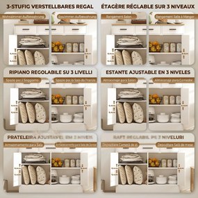HOMCOM Bufet Modern 2 Sertare și Dulap cu 2 Uși, Raft Interior Reglabil, Alb și Lemn | Aosom Romania