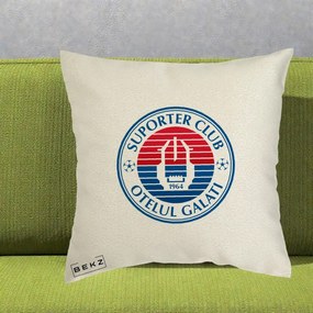 Perna Personalizata Otelul Galati Suporter Club 1964, 40x40 cm, Ecru, Husa Detasabila, Perna Inclusa, BEKZ®