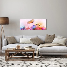 Tablou - Fluture asupra florilor, abstracție (120x50 cm)