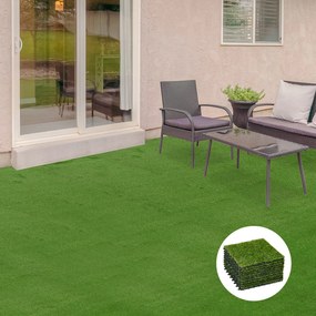 Outsunny Dale pentru Gradina cu Iarba Sintetica 30x30cm 10 Bucati, Gazon Artificial Realist, Densitate 6500 Verde