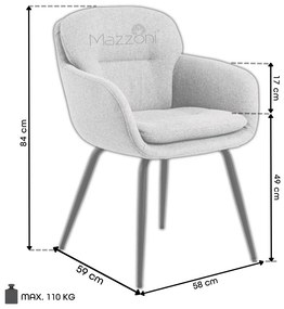 Mazzoni GEORGIA Bej Latte (material Monza 60) - SCAUN MODERN TAPIȚAT PENTRU SALON/SUFRAGERIE/BIROU LOFT