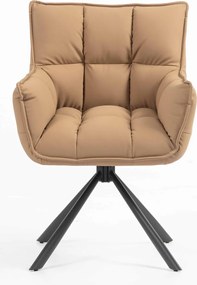 HR560 BAZĂ STEA Scaun Caramel Piele Ecologica Premium Soft cu Bază Neagră