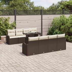 Set de Sofa pentru Grădină vidaXL cu 9 Piese și Pernițe Maro din Ratan Poliester