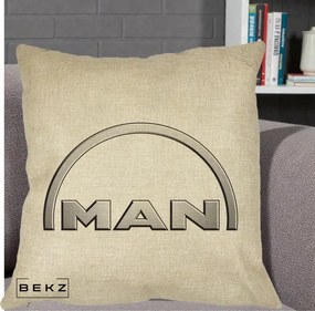 Perna Personalizata cu emblema MAN, 40x40 cm, Crem, Husa Detasabila, Perna Inclusa, BEKZ®