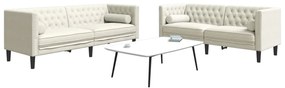 vidaXL Set canapele Chesterfield cu perne rulou 2 piese, crem, catifea
