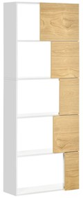 HOMCOM Dulap de depozitare, raft de carti cu 5 nivele cu compartimente deschise, pentru intrare, dormitor, camera de zi, natural | AOSOM RO