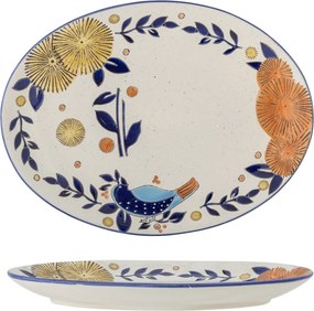 Platou de servire din ceramică multicolor pictat manual, 34×25×3,5 cm, „Lynna"