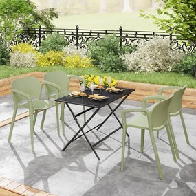 Outsunny Set de 4 Scaune Suprapozabile pentru Grădină, 60x56x75 cm, Verde | Aosom Romania