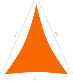 Parasolar, portocaliu, 5x6x6 m, tesatura oxford, triunghiular Portocaliu, 5 x 6 x 6 m