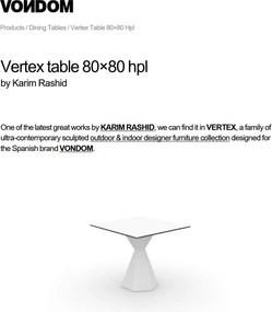 Masa de exterior / interior design modern premium VERTEX 80x80cm