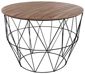 Masuta de cafea rotunda, stil mansarda, cu blat din lemn