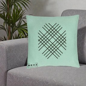 Perna Decorativa Geometric Grid, 40x40 cm, Verde Menta, Husa Detasabila, Perna Inclusa, BEKZ®
