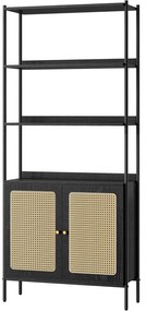 Biblioteca cu 6 niveluri , stil Boho , cadru metalic ,negru