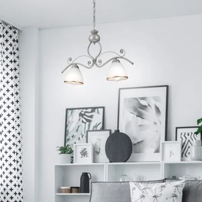 Lustră pe lanț RETRO 2xE27/60W/230V argintiu