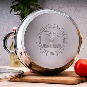 Set oale Oliver Voltz OV51210G8B, 8 piese, Fund multistrat, Inductie, Otel inoxidabil, Argintiu