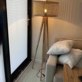 Lampadar corp lemn  textil,nuc- bej, Homs, 153 cm,40006