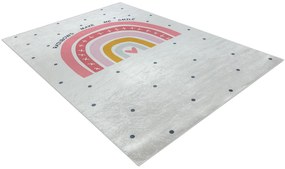 BAMBINO 47810 covor lavabil Curcubeu, puncte pentru copii anti-alunecare - alb / roz