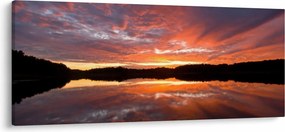Tablou - Apus de soare peste lac (120x50 cm)