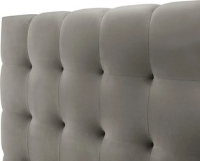 Pat tapitat cu tablie si lada depozitare, Mamaia, Micadoni Home, BL, 180x200 cm, catifea, gri deschis