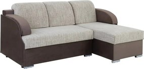 Coltar extensibil MERIN, universal, stofa catifelata maro/gri, cu lada