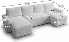 Coltar extensibil in forma de U SMART BOUCLE 303x143 cm, crem