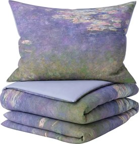 Lenjerie de pat din satin de bumbac WATER LILIES ART COLLECTION Dimensiune lenjerie de pat: 2 buc 60 x 70 cm | 200 x 200 cm