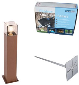 Lampă de exterior 50 cm maro ruginiu cu țăruș de pământ și garnitură de cablu - Denmark