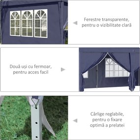 Outsunny Foisor de gradina pliabil pentru exterior cu 6 panouri laterale, 585x295cm albastru | AOSOM RO
