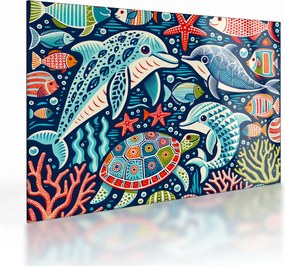 Tablou pe sticlă – Animale acvatice desenate (70x50 cm)