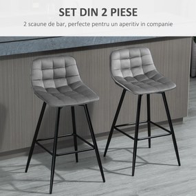 HOMCOM set 2 scaune de bar, stil nordic, 45x47x88 cm, gri | Aosom Romania