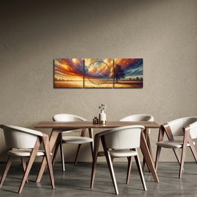 Tablou – Arbore pe câmp (cu ceas) (90x30 cm)