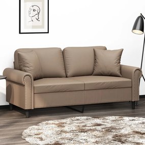 3153178 vidaXL Canapea cu 2 locuri, perne&pernuțe cappuccino 140 cm piele eco