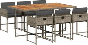 vidaXL Set mobilier de grădină cu perne, 7 piese, gri, poliratan